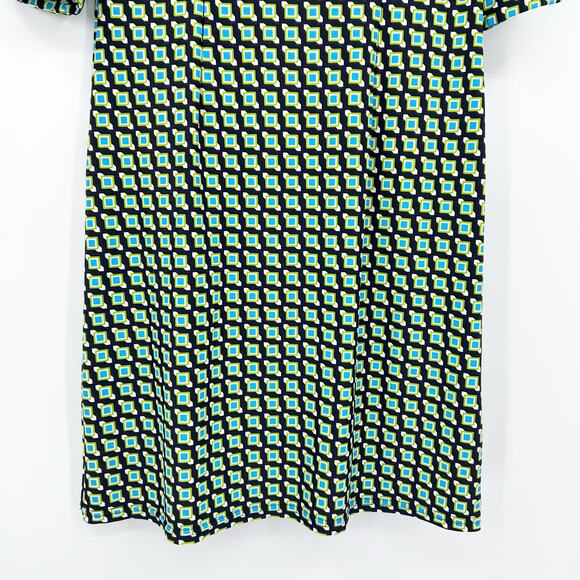 Jude Connally Michelle Geometric Blue Green Casual V Neck Dress Women’s Sz S - Picture 10 of 11